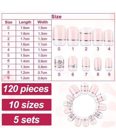 Maitys 120pc Short Square Rhinestone Flower Full Cover Press-On Nails - Glossy Acrylic Designs for Nail Salon & DIY Decoration - Women/Girls - Buy Online on GoSupps.com