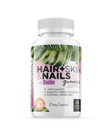 FORTE NATURALS Biotin Gummies 5000mcg Hair Skin Nails Hair Growth Vitamins Essential Prenatal Gummy Multivitamins for Women with Folic Acid B12 and Iodine for Nail Fungus + Iodine Thyroid Support