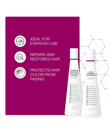 TRI Design Hydrating Shampoo & Conditioner Set - Sulfate Free for Dry & Damaged Hair - Moisturize & Repair Curly Straight Wavy Color-Treated Hair - 10.5 oz - Buy Online on GoSupps.com