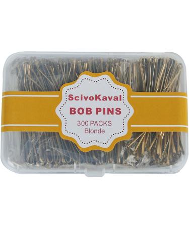 ScivoKaval Bobby Pins Bulk Champagne Gold for Blonde 300 Count Hair Bob Pins Bulk in a Case Box Tub