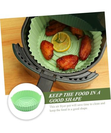 Zerodeko Air Fryer Pan Toaster Oven Pan Non Stick Baking Pan Oven Liner Silicone Air Fryer Mat Basket Round Green 19X19X6CM - Buy Online on GoSupps.com