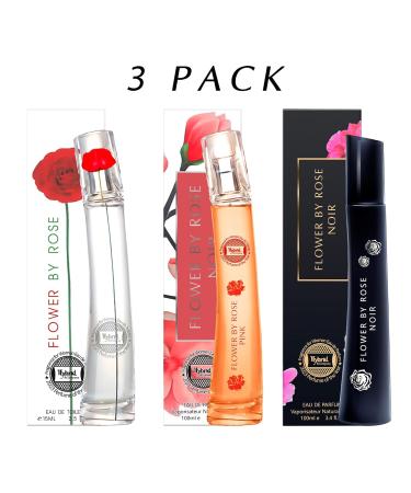 Hybrid & Company Women 3 Pcs Fragrance For Women Eau De Parfume Pour Femme Natural Spray FLOWER BY ROSE ROSE NOIR ROSE PINK 3.4 Fl Oz (Pack of 3) - Buy Online on GoSupps.com
