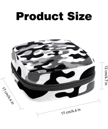 Black Gray Camouflage Menstrual Cup Storage Bag with Zipper | Sanitary Napkin Pouch for Women and Teens - Buy Online on GoSupps.com