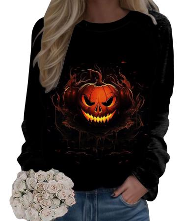 Halloween Costumes Printed Fashionable Casual Long Sleeved Zipper Round Neck Hoodies Sweater Tops Black Small - Buy Online on GoSupps.com