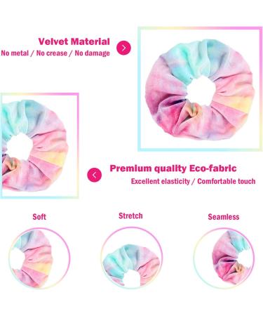 VENUSTE Tie Dye Scrunchies for Girls Premium Velvet Scrunchy for Hair Cute Rainbow Elastic Bands Soft Ropes Ponytail Holder Hair Accessories 12 Pack Tie-Dye - Buy Online on GoSupps.com
