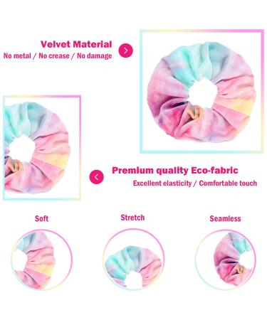 IVARYSS Tie Dye Velvet Scrunchies 12 Pcs Set - Cute Rainbow Ponytail Holders for Girls and Women - Buy Online on GoSupps.com