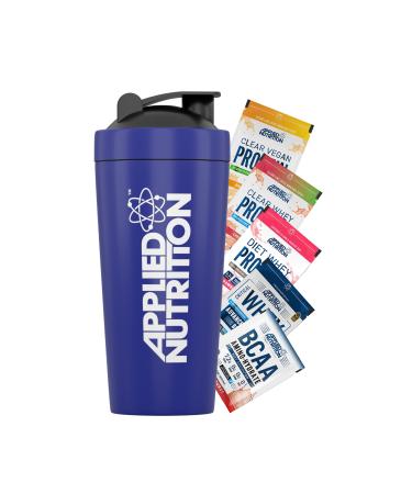 Applied Nutrition Bundle Metal Protein Shaker + 5 Sample Bundle - Sports Supplements Stainless Steel Shaker Metal Shaker Bottle Durable & Lightweight (750ml) Shaker + Samples