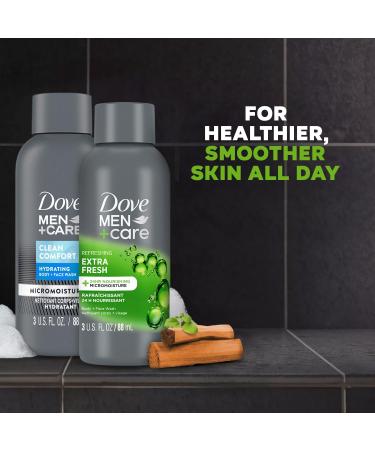 Dove Men+Care Body & Face Wash Variety 2-Pack  Extra Fresh + Clean Comfort Travel Essentials 3 Oz Ea - Buy Online on GoSupps.com