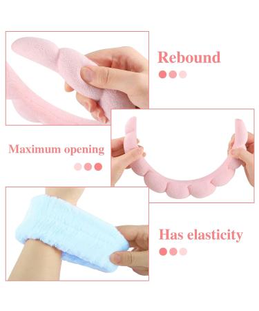 4 Pack Spa Headbands for Washing Face & Makeup Removal - Non-Slip Skincare Set with Headband & Wristband - Terry Cloth Puffy Headband in Pink & Blue - Buy Online on GoSupps.com
