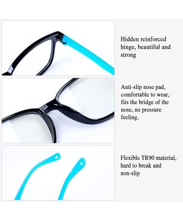 AetrvoHope Blue Light Blocking Glasses for Kids Children's Computer Glasses for Age 4-13 Unbreakable Frame Anti-Blue Ray Glasses With Case Anti UV400 & Eyestrain Black+blue - Buy Online on GoSupps.com