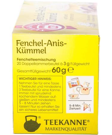  Teekanne Teekanne Fennel Tea Bags Pack of 12 (12 x 20 tea bags 12 x 60g) - Buy Online on GoSupps.com