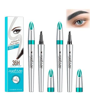 TiLLOw Blapee Eyebrow Pencil Atikisoi Eyebrow Pencil Eyebrow Pencil 4-Tip Microblade Brow Pen Long-Lasting Waterproof Natural Eyebrow Pen(2PCS) (Black)