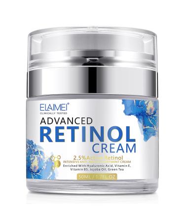 Retinol Cream for Face with 2.5% Retinol & Hyaluronic Acid Natural Anti Aging & Wrinkle Day & Night Face Cream for Women and Men Brighten Hydrate and Plump Skin for All Skin Types