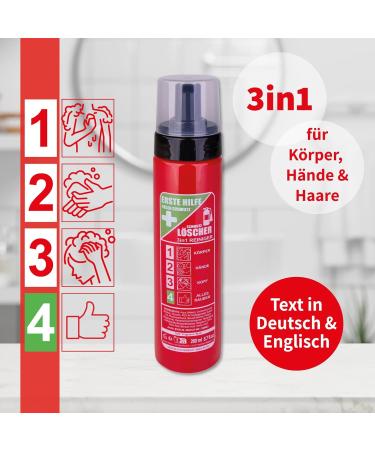 Accentra 3 in 1 Shower Gel & Shampoo DIRT EXTINGUISHER in a fire extinguisher style bottle 260 ml extinguishing foam for body hands and hair in a fire truck design - Buy Online on GoSupps.com