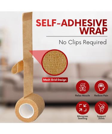 HEALQU Self Adhesive Bandage Wrap - 1x 5 Yard Cohesive Tape for Sports - Waterproof Elastic Bandages for Wrist & Ankle - Box of 36 - Buy Online on GoSupps.com