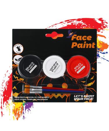Body Paint for Skin | Water-Soluble Skin Paint Cream - 3 Water-Soluble Colors for Body and Face for Gothic Party Sporting Event Women's Clown Vampire S