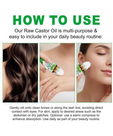 ISUNRISE Castor Oil Roll On for Belly Face Under Eyes Body Skin and Hair - 100% Pure Hexane Free Cold Pressed Organic Castor Oil Roller Easy Application and Absorb - 1fl.oz - Buy Online on GoSupps.com