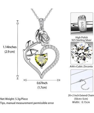 Cute Cat Necklace with Sparkling Zirconia Crystal Birthstone Pendant Necklace for Girls Womens White Gold Over 925 Sterling Silver Animal Necklace Birthstone Jewelry Sweet Present Girlfriend Sisters H August-Peridot - Buy Online on GoSupps.com