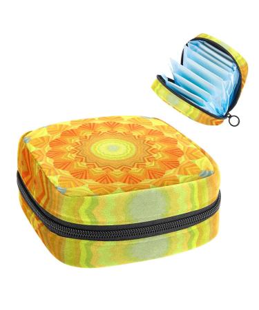 GIAPB Period Bag Sanitary Napkin Storage Bag Period Pouch Travel Makeup Bag Abstract Circular Flower Art Color55