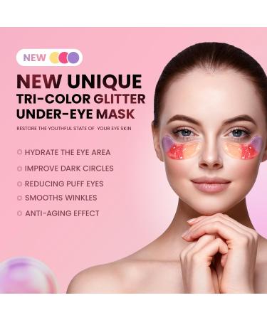 Under Eye Patches (24 Pairs) - Tri-Color Glitter Gel Pads for Dark Circles Puffiness & Wrinkles | Natural Collagen Eye Mask for Women & Teens - Buy Online on GoSupps.com