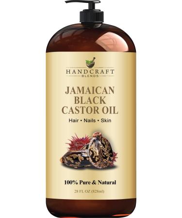 Handcraft Jamaican Black Castor Oil for Hair Growth Eyelashes and Eyebrows - 100% Pure and Natural Carrier Oil & Body Oil - Use As Aromatherapy Carrier Oil Moisturizing Oil - 828 ml Black Castor 828.00 ml (Pack of 1)