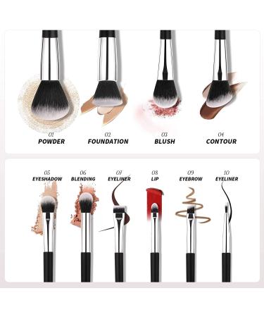 Ducare 10-Piece Professional Makeup Brush Set | Premium Synthetic Brushes with Cosmetic Bag | Travel-Friendly Black Makeup Brushes - Buy Online on GoSupps.com