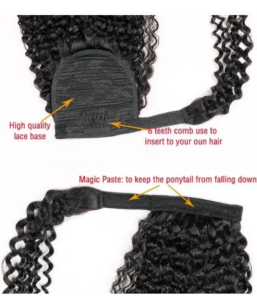Ponytail Extension Human Hair Ponytail Extensions Kinky Curly Wrap Around Ponytail Natural Color Brazilian Remy Hair Clip In Curly Ponytail Hairpiece for Black Women Ponytail Hair Extension(Size:12inc 12inches 100g Kinky Straight - Buy Online on GoSupps.com