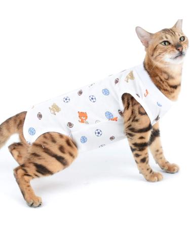 Selmai Medical Pet Shirt | Soft Cotton E-Collar Alternative for Dogs & Cats | Nursing Clothing & Wound Protection | Blue S S Football Design - Buy Online on GoSupps.com