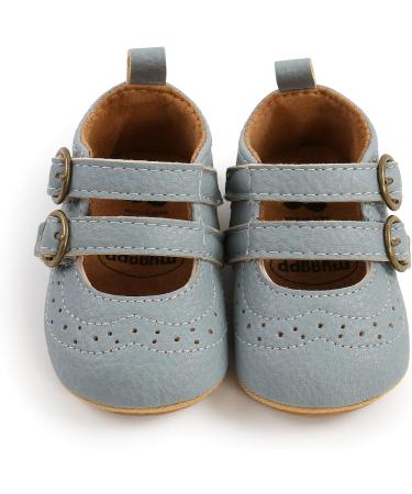 Baby Girls First Walking Shoes Mary Jane PU Leather Anti-Slip Princess Shoes - F Blue (0-6 Months) - Buy Online on GoSupps.com