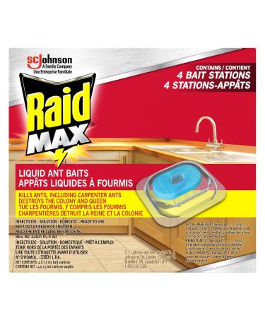 Raid Max Double Control Liquid Ant Killer Baits and Traps for Indoor Use Child Resistant 4 Count PESTICIDE