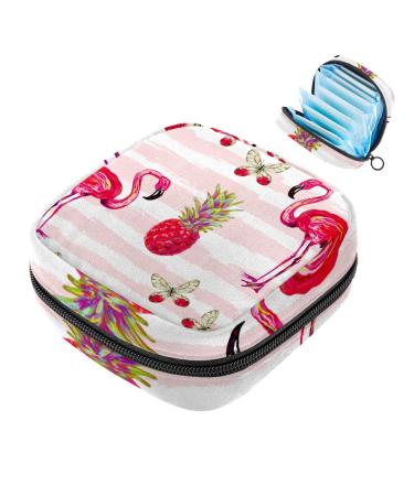 Pink Flamingo Animal Women Binding Storage Pocket Large Menstrual Cup with zipper periodic insoles bags panty liners tampons for girls and women multicolored 09