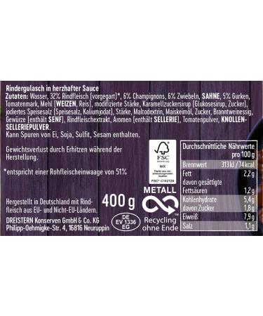 DREISTERN Boeuf Stroganoff Goulash 400g (Pack of 4) - Authentic International Flavor | Buy Online - Buy Online on GoSupps.com
