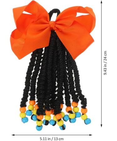 FRCOLOR Wigs Beaded Hair Extension Braided Hair Extensions Wig Braided Wig Ponytail Hair Extensions Ponytail Hair for Braiding Bow Braid Wig Chemical Fiber Child Bow Tie Hair Accessories Orange - Buy Online on GoSupps.com