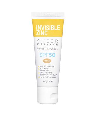 Invisible Zinc Sheer Defence Medium SPF 50 Daily Moisturizer - 50g - Buy Online on GoSupps.com