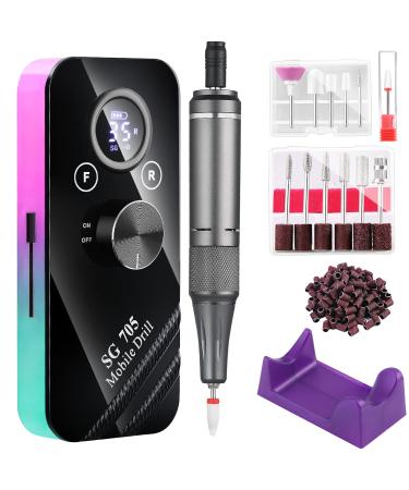 Professional Nail Drill  35000RPM Nail Drill Machine  Rechargeable Electric Nail File Machine for Acrylic Nails Gel Polishing Grinding Removing  Portable Cordless Efile with Bits Kit for Manicure Green