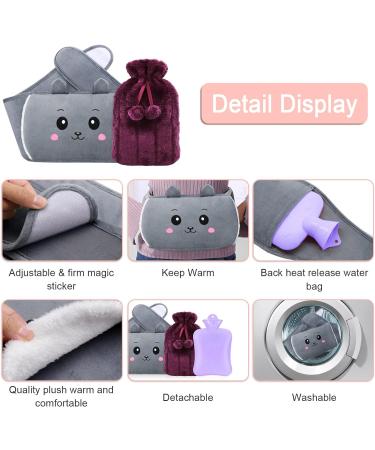 Soft Plush Fluffy Cover Set for MOTONG Hot Water Bottle - Pain Relief for Waist, Back, and Menstrual Pain - Adjustable Waist Belt - Natural Rubber Water Bag - Grey+Purple+Purple - Buy Online on GoSupps.com