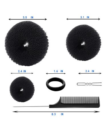 5pcs Black Donut Hair Bun Maker Set - Hair Ring Style Doughnut Shaper for Stunning Cat Hair Buns - Buy Online on GoSupps.com
