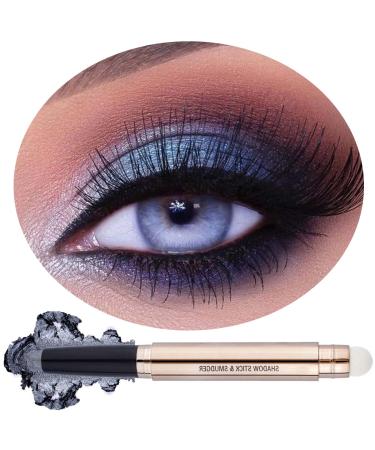 Silver Smokey Grey Eyeshadow Stick Makeup  Cream Shimmer Glitter Matte Single Primer Smooth Eyeshadow Pencil  Hypoallergenic Natural Waterproof Long Lasting Eye Shadow  Multi-Dimensional Eyes Look (Silver Smokey Grey Shi...