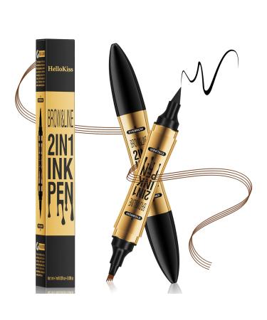 Wvu Wvo Eyebrow Pencil Water Resistant 2in1 DualEnd Microblading Liquid Eyeliner SmudgeProof Eyebrow Pencil Can Lightly Natural Eyebrow Color