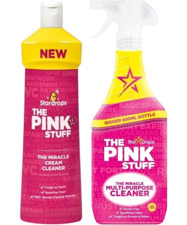 Pink Stuff Multi-Purpose Cleaner Spray 850ml & Miracle Cream Cleaner 500ml Bundled with Crevice Grout Gap Brush Cloth & Sponge For Household Kitchen Bathroom Cleaning - Buy Online on GoSupps.com