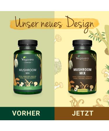 Mushroom Complex - 6 Vital Mushrooms (Reishi Cordyceps Shiitake Chaga Hericium Agaricus) | Vegan & Pure | Beta-Glucane + Polysaccharide | Laboratory Tested | German Quality by Vegavero | International Shipping - Buy Online on GoSupps.com