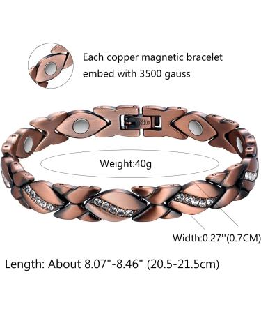 Jecanori Copper Bracelets for Women - Magnetic Arthritis Pain Relief Therapy - 99.9% Pure Copper Crystal - Jewelry Gift Set with Adjust Tool - Buy Online on GoSupps.com