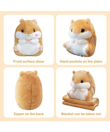 MUZIRI KINOKOO Brown Hamster Plush Pillow Blanket for TV Sofa Office Nap - Soft and Foldable Stuffed Toy Throw Blanket - Buy Online on GoSupps.com