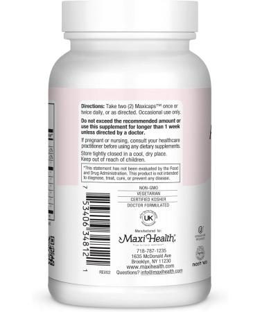 Maxi Health Active Lax - Laxative Support Capsules 120 Count - Kosher for Passover - Buy Online on GoSupps.com