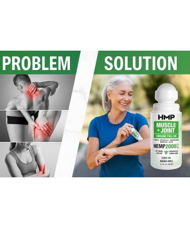 HMP Muscle & Joint Cooling Roll On - 2000MG Natural Formula with Menthol & Arnica - Fast Acting Hemp Support for Back Shoulder & Knee - Made in USA (3 Pack) - Buy Online on GoSupps.com