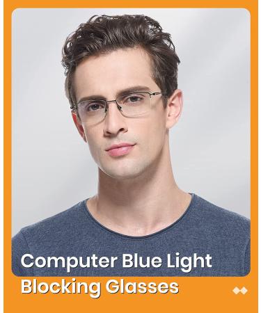 Cyxus Blue Light Glasses for Men | Semi Rim Crystal Lens | UV Blocking | Gaming Eyeglasses - Titanium Black Frame - Buy Online on GoSupps.com