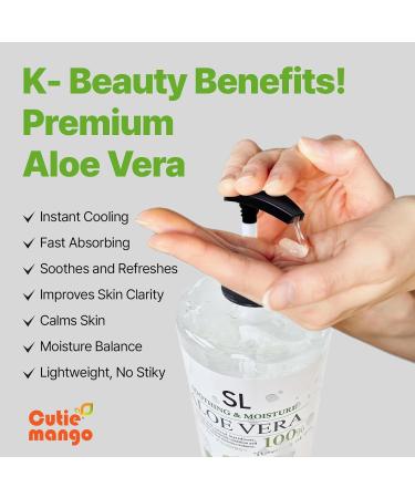 CUTIE MANGO Aloe Vera Soothing Gel 1000ml (35.27oz) | Quick Hydration & Moisturizing | Natural Aloe Vera | Face Hair Body After Shave Korean Daily Skincare All Skin Types Family Size (Made in Korea) - Buy Online on GoSupps.com
