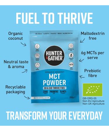 Organic MCT Powder C8 & C10 (250g) | Keto Friendly | Flavourless | Bulletproof & Fatty Coffee | Seed & Vegetable Oil Free - Buy Online on GoSupps.com