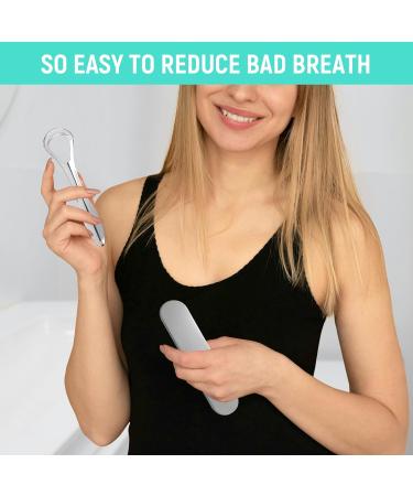 Buy Stainless Steel Tongue Scraper for Adults & Kids | 2 Pack Double Scraping Heads with Travel Case for Fresh Breath - Silver - Buy Online on GoSupps.com