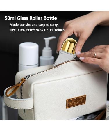 3Pcs Gold Glass Roller Bottles 50ml - Refillable & Leak-Proof for Essential Oils Perfume & Cosmetics - Buy Online on GoSupps.com